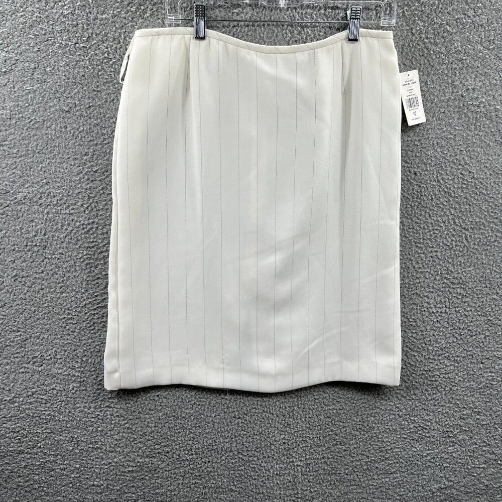 Tahari Arthur S Levine Women Straight Skirt 14 White Black Stripe Lined Rear Zip